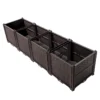 Indoor and outdoor rectangular plastic planting box; planting kit for fresh vegetables, herbs, flowers, and succulents; brown - Image 5