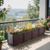 Indoor and outdoor rectangular plastic planting box; planting kit for fresh vegetables, herbs, flowers, and succulents; brown - Image 8