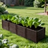 Indoor and outdoor rectangular plastic planting box; planting kit for fresh vegetables, herbs, flowers, and succulents; brown - Image 9