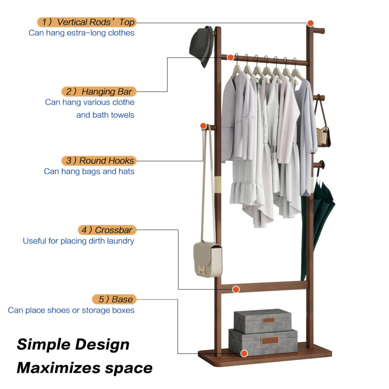 Coat Racks solid wood hanger 23.6* 11*71in Solid environmental protection easy to assemble beautiful can be placed in the bedroom/entrance/living room - Image 3