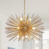 29" Mid-Century Modern 12-Light Starburst Chandelier – Gold Sputnik Pendant Light Fixture for Living Room, Dining Room, or Foyer (Bulb Not Included) - Image 9