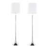 Metal Floor Lamp in Polished Nickel and Clear K9 Crystal with White Linen Shade - Set of 2 - Image 3