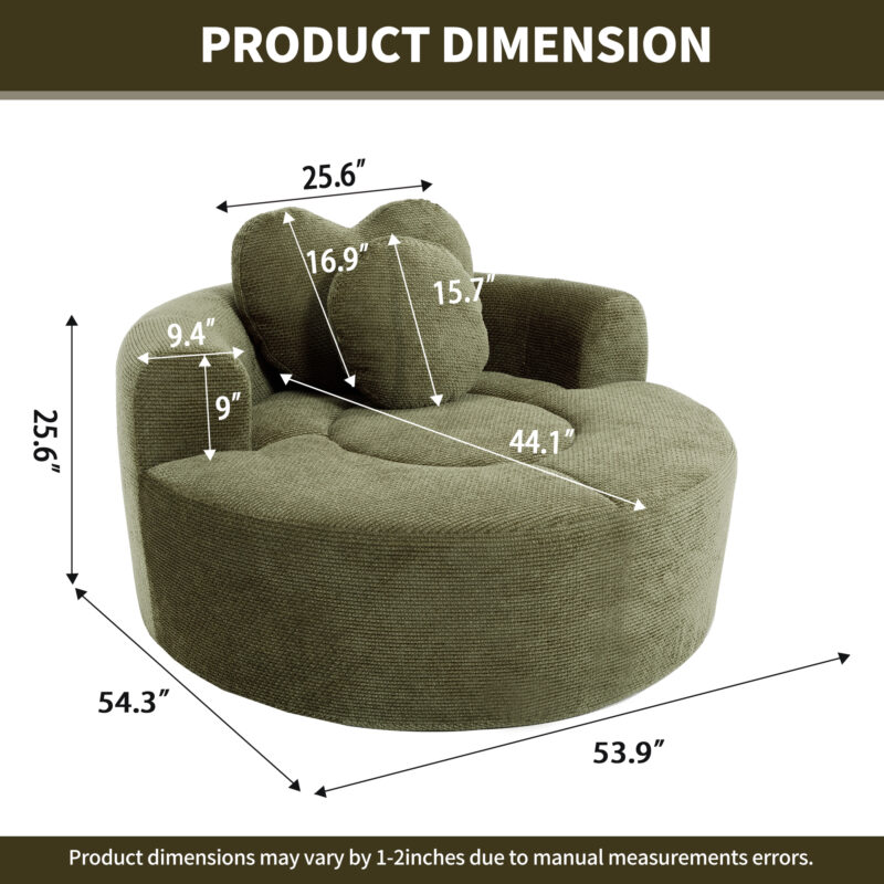Round Sofa Bed with Memory Foam Sectional Couches for Living Room, Cloud Couch with three pillows - Image 12
