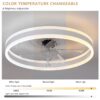 20" Flush Mount Ceiling Fans with Lights and Remote, 3000K-6000K Dimmable LED Fandelier Low Profile Chandelier Ceiling Fan for Bedroom Living Room, White - Image 5