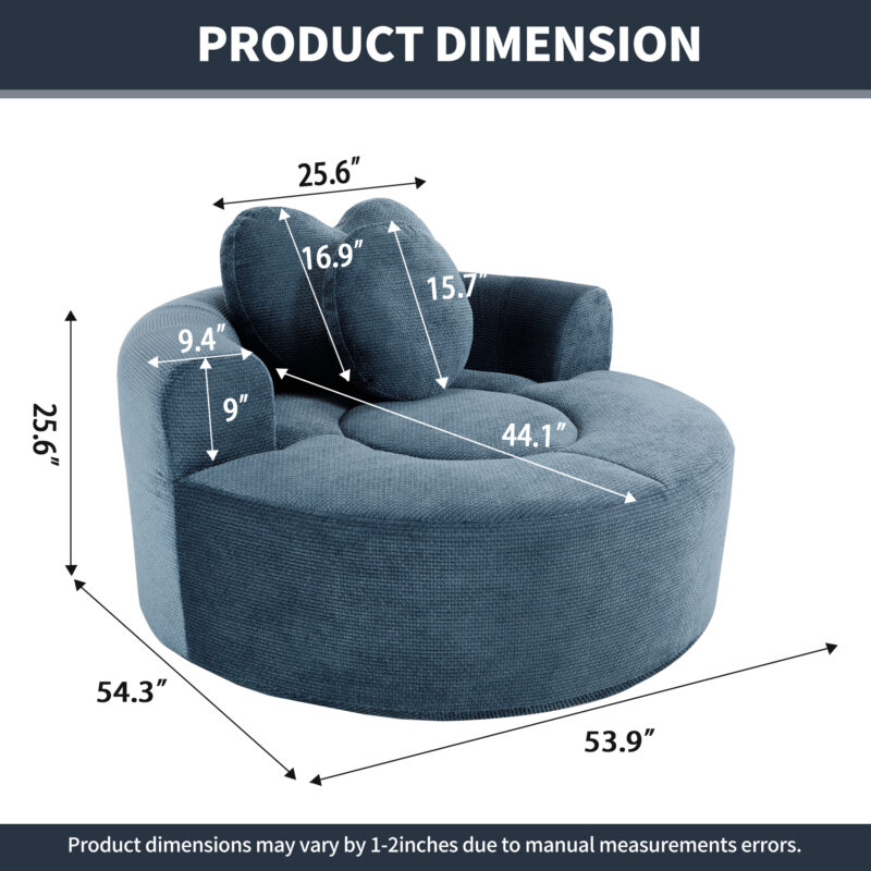Round Sofa Bed with Memory Foam Sectional Couches for Living Room, Cloud Couch with three pillows - Image 5