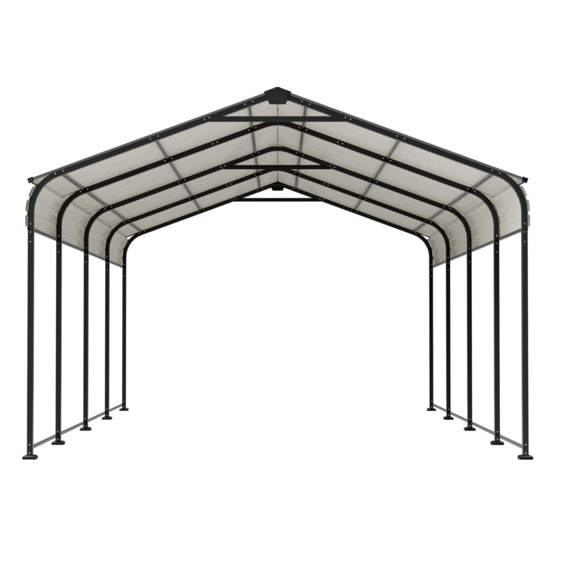 12X20 FT Metal Carport, Outdoor Car Shelter All Weather, Heavy Duty Outdoor Galvanized Car Shelter for Car Boat Truck and SUVs Black - Image 16