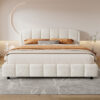 King Boucle Platform Bed with Curved Headboard in Beige - Image 3