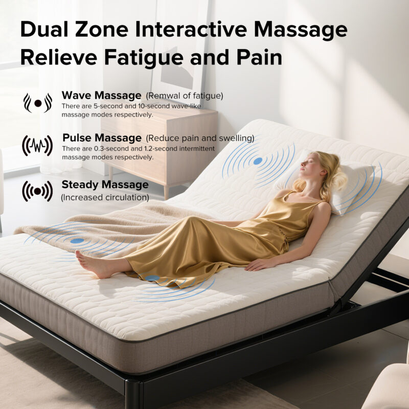 Queen Adjustable Bed Frame with Massage and USB Ports - Image 3