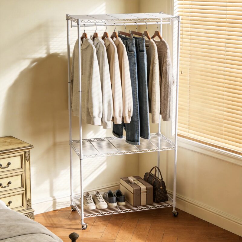 Rolling Clothes Rack, Garment Rack, Heavy Duty Garment Rack, Freestanding Clothes Rack, Closet Organizer and Storage - Image 8