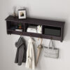 White Entryway Wall Mounted Coat Rack with 4 Dual Hooks Living Room Wooden Storage Shelf - Image 13