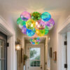 Colorful Glass Bubble Ball Swirled Glass Chandelier 15 Inch 3 Light, Small Pendant Light Fixture for Bedroom Study Restaurant - Image 16