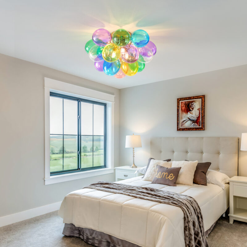 Colorful Glass Bubble Ball Swirled Glass Chandelier 15 Inch 3 Light, Small Pendant Light Fixture for Bedroom Study Restaurant - Image 12