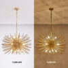 29" Mid-Century Modern 12-Light Starburst Chandelier – Gold Sputnik Pendant Light Fixture for Living Room, Dining Room, or Foyer (Bulb Not Included) - Image 3