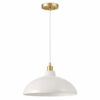 Astral Single Light White Pendant Lamp with Golder Brass Finish for Entrance Kitchen Island 14"D × 8"H - Image 8
