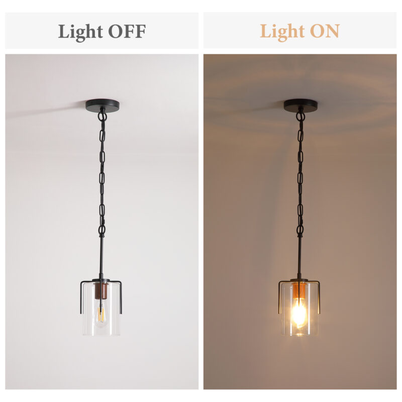 Modern Industrial Pendant Light with Clear Glass Shade, Adjustable Metal Pendant Lighting for Kitchen Island Dining Room Entryway, Easy Clean Glare-Free Home Light Fixture - Image 7