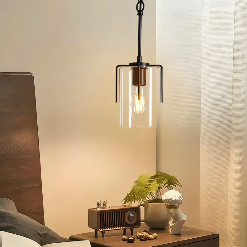 Modern Industrial Pendant Light with Clear Glass Shade, Adjustable Metal Pendant Lighting for Kitchen Island Dining Room Entryway, Easy Clean Glare-Free Home Light Fixture - Image 4