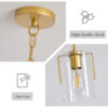 Farmhouse Gold Pendant Light, 1-Light Clear Glass Kitchen Island Light for Dining Table, Adjustable Modern Hanging Ceiling Fixture for Entryway, Hallway, Bedroom - Image 7