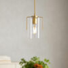 Farmhouse Gold Pendant Light, 1-Light Clear Glass Kitchen Island Light for Dining Table, Adjustable Modern Hanging Ceiling Fixture for Entryway, Hallway, Bedroom - Image 2