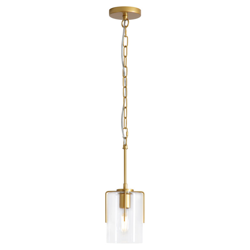 Farmhouse Gold Pendant Light, 1-Light Clear Glass Kitchen Island Light for Dining Table, Adjustable Modern Hanging Ceiling Fixture for Entryway, Hallway, Bedroom - Image 13