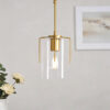 Farmhouse Gold Pendant Light, 1-Light Clear Glass Kitchen Island Light for Dining Table, Adjustable Modern Hanging Ceiling Fixture for Entryway, Hallway, Bedroom - Image 11