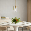 Farmhouse Gold Pendant Light, 1-Light Clear Glass Kitchen Island Light for Dining Table, Adjustable Modern Hanging Ceiling Fixture for Entryway, Hallway, Bedroom - Image 3