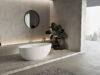 67 in. x 31 in. Oval Freestanding Solid Surface Soaking Bathtub with Center Drain in Matte White - Image 7