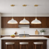 Astral Single Light White Pendant Lamp with Golder Brass Finish for Entrance Kitchen Island 14"D × 8"H - Image 3