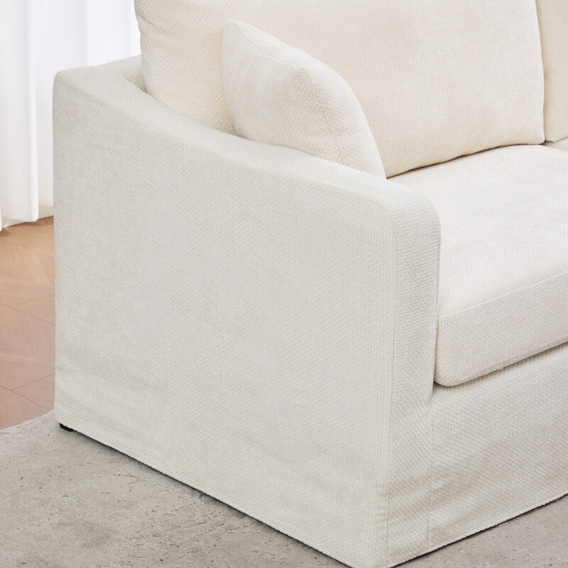 86.61" Wide Extra-large Double-seater Sofa, Chenille Upholstered, With Two Armrest Pillows And Two Backrest Pillows, Suitable For Bedrooms, Living Rooms, Apartment,And Window Seating - Image 12