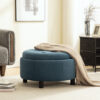 29.33"W Upholstered Round Ottoman With Reversible Lid, Fleece Fabric Storage Stool, Hand-pulled buckle decoration Design Footstool for Living room, Bedroom and Office - Image 20