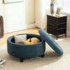29.33"W Upholstered Round Ottoman With Reversible Lid, Fleece Fabric Storage Stool, Hand-pulled buckle decoration Design Footstool for Living room, Bedroom and Office - Image 25