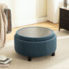 29.33"W Upholstered Round Ottoman With Reversible Lid, Fleece Fabric Storage Stool, Hand-pulled buckle decoration Design Footstool for Living room, Bedroom and Office - Image 19