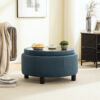 29.33"W Upholstered Round Ottoman With Reversible Lid, Fleece Fabric Storage Stool, Hand-pulled buckle decoration Design Footstool for Living room, Bedroom and Office - Image 24