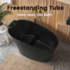 51" Solid Surface Oval Freestanding Black Bathtub with Overflow and Drain Assembly, with Integral Seat and headrest, LTL - Image 9