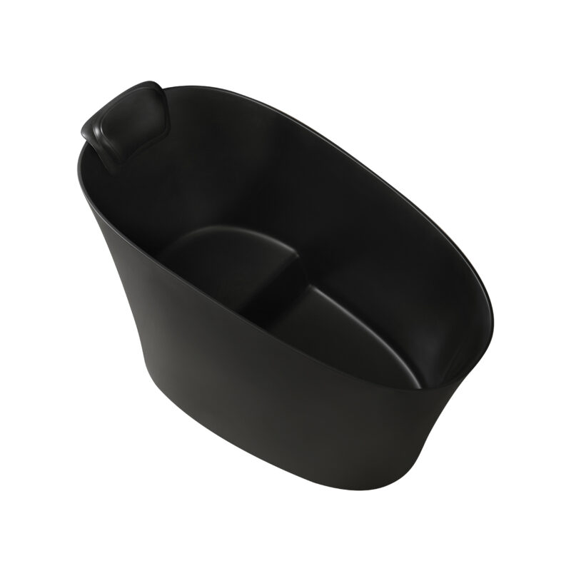 51" Solid Surface Oval Freestanding Black Bathtub with Overflow and Drain Assembly, with Integral Seat and headrest, LTL - Image 7