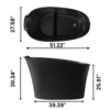 51" Solid Surface Oval Freestanding Black Bathtub with Overflow and Drain Assembly, with Integral Seat and headrest, LTL - Image 5