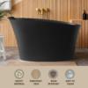 51" Solid Surface Oval Freestanding Black Bathtub with Overflow and Drain Assembly, with Integral Seat and headrest, LTL - Image 3