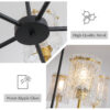 Modern 5-Light Black and Gold Chandelier, Textured Glass Pendant Light with Electroplated Gold Finish for Living Room Dining Room Not Including the Bulb - Image 10