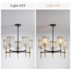 Modern 5-Light Black and Gold Chandelier, Textured Glass Pendant Light with Electroplated Gold Finish for Living Room Dining Room Not Including the Bulb - Image 6