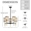 Modern 5-Light Black and Gold Chandelier, Textured Glass Pendant Light with Electroplated Gold Finish for Living Room Dining Room Not Including the Bulb - Image 12
