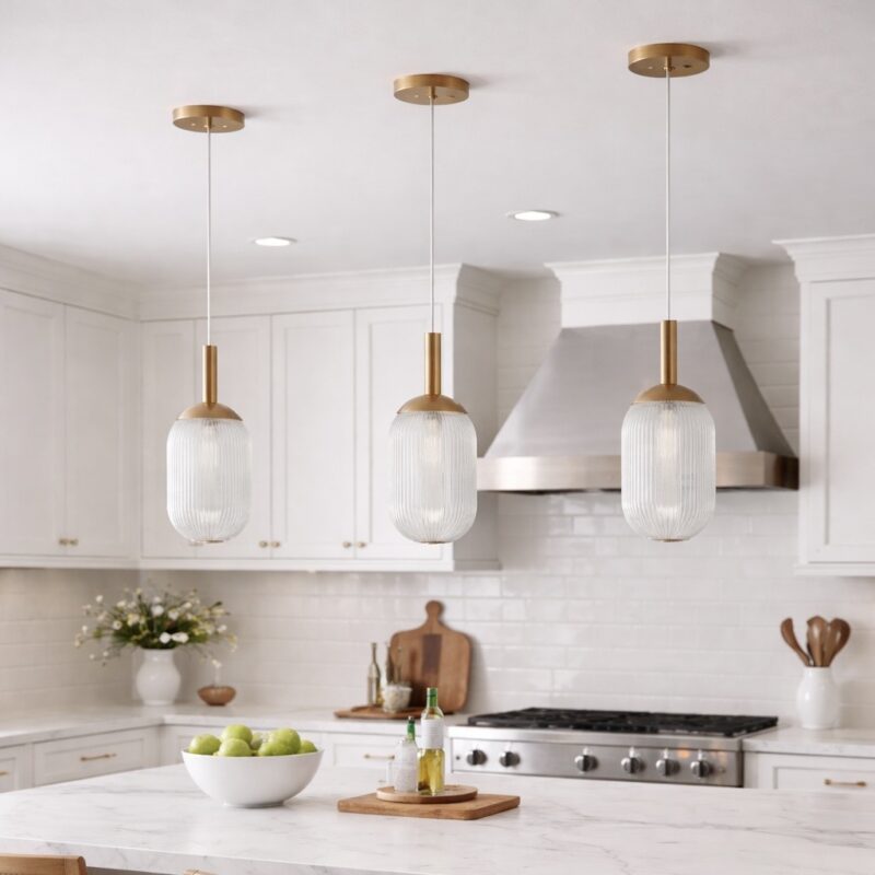Modern Style Pendant Lamp - Bronze and Clear 110-120V Bedside Lamp Bedroom/Living Room Ceiling Light - Image 3