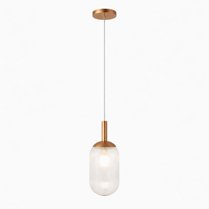Modern Style Pendant Lamp - Bronze and Clear 110-120V Bedside Lamp Bedroom/Living Room Ceiling Light - Image 6