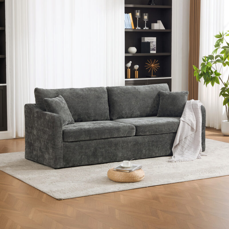 86.61" Wide Extra-large Double-seater Sofa, Chenille Upholstered, With Two Armrest Pillows And Two Backrest Pillows, Suitable For Bedrooms, Living Rooms, Apartment,And Window Seating - Image 19