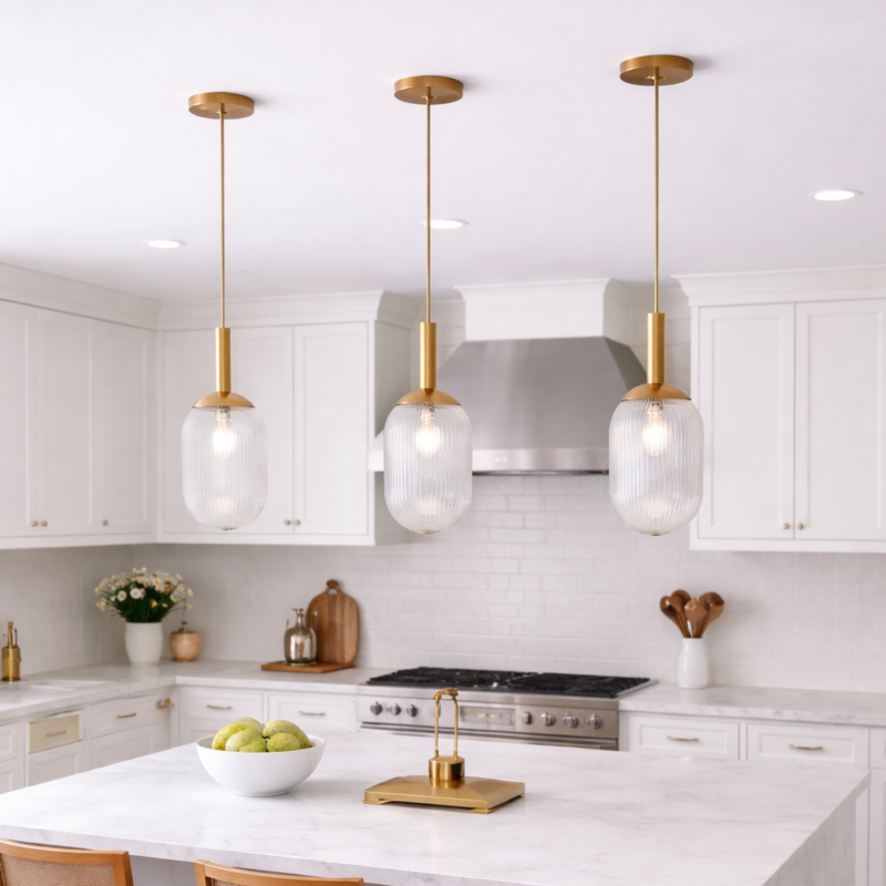 Modern Style Pendant Lamp - Bronze and Clear 110-120V Bedside Lamp Bedroom/Living Room Ceiling Light - Image 5