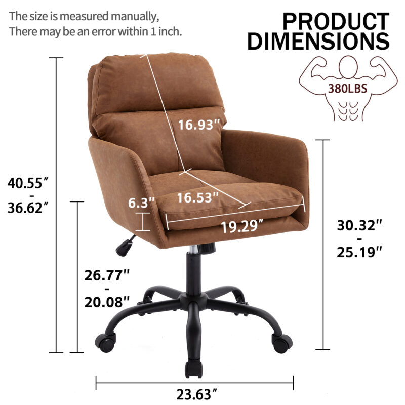 Artificial leather, PU leather, black base, adjustable in height, suitable for office, bedroom, dressing table and other environments. An office chair - Image 4