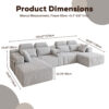 Modern Gray Velvet U-Shaped Velvet Sectional Sofa - 3-Piece Living Room Set with Chaise Lounge & Cup Holders - 145.7"/370cm Extra Large Modular Sofa for Home Theater, Family Room, Luxury Living Space - Image 3
