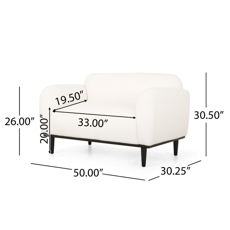 Loveseat Sofa - 50"Dark Gray Upholstered 2-Seater with Black Legs, Comfortable & Stylish for Living Room, Office, or Reading Nook - Image 6