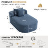 67.5''Chaise Lounge Chair 46'' Wide Seat Indoor Corduroy Oversized Sleeper Sofa for Living Room Deep Seat Lounge and Two Soft Pillows Convertible Boneless Sofa Bed, Green,No Assembly Required - Image 6