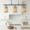 Elysian Three Lights Island With Natural Rattan Shade Farmhouse Chain Ceiling Lamp - Image 5
