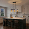Elysian Three Lights Island With Natural Rattan Shade Farmhouse Chain Ceiling Lamp - Image 3