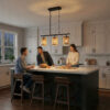 Elysian Three Lights Island With Natural Rattan Shade Farmhouse Chain Ceiling Lamp - Image 2
